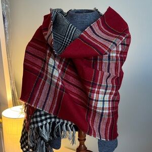 Steve Madden Red and Black Plaid Scarf